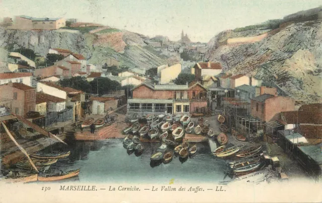 France navigation & sailing topic postcard Marseille la corniche rowboat storage