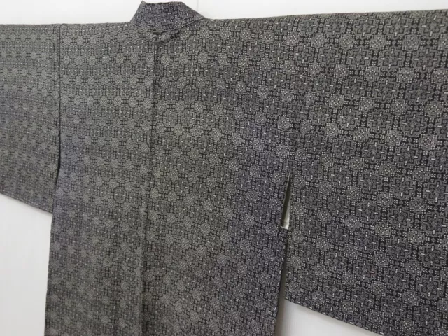1206T06z460 Vintage Japanese Kimono Silk HAORI Black