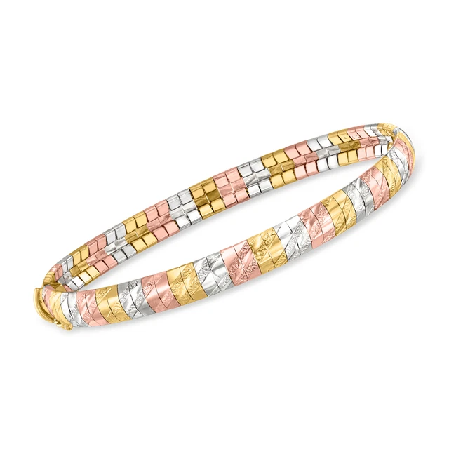 Vintage 14kt Tri-Colored Gold Omega Bracelet. 7 inches
