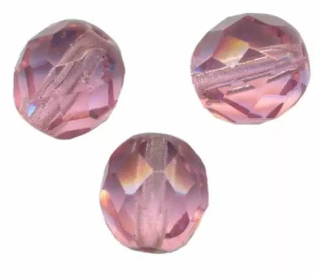 10 PERLES FACETTES DE BOHEME  10 mm  ROSE ANTIQUE