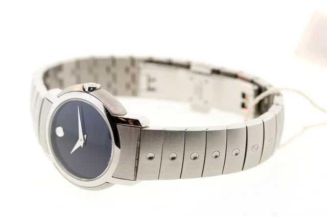 Donna Movado 0605644 Sl Acciaio Inox Quadrante Nero Orologio 3