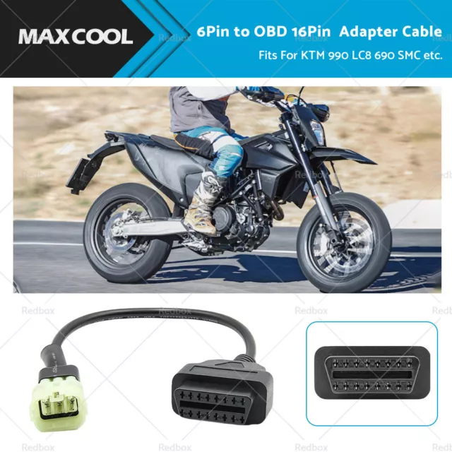 6 Pin to OBD 16 Pin Adapter OBD2 Fault Diagnostic Cable for KTM Connectors Wire