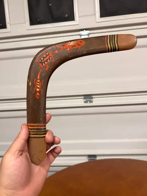Vintage Wooden Aboriginal Boomerang Australia Hand painted