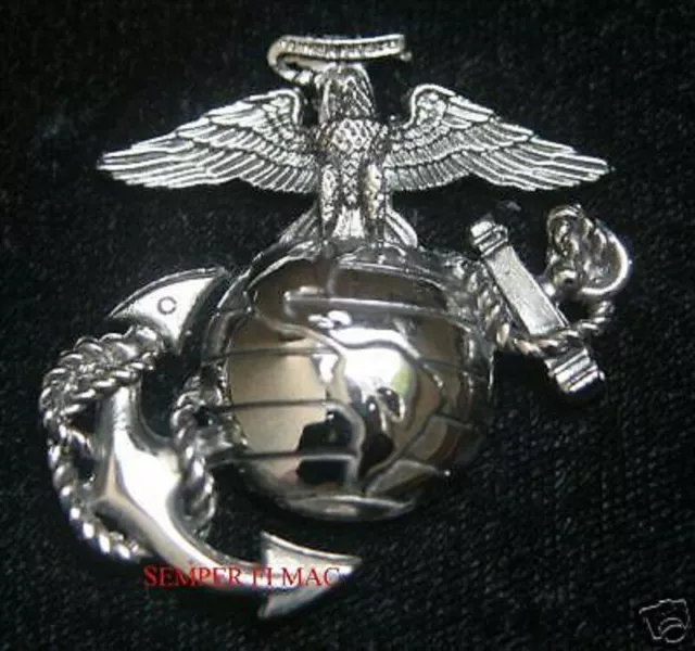 Xl Eagle Globe & Anchor Hat Pin Us Marines Ega Gift Promotion Retirement Silver