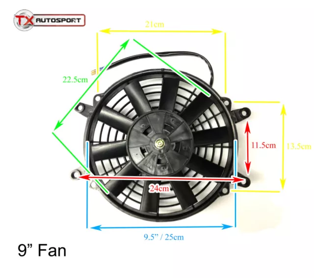 9" Universal Slim Line Radiator Fan 12V High Performance Car Engine Intercooler 2