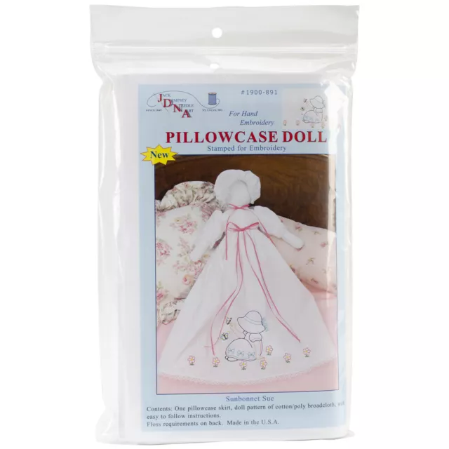 Jack Dempsey Stamped White Pillowcase Doll Kit-Sunbonnet Sue 1900 891