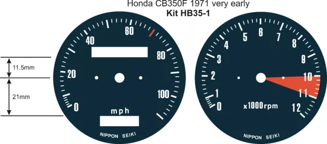 Honda Cb350F Cb400F Cb500F Four Speedo Tach Rev Counter Gauge Dial Face Overlays