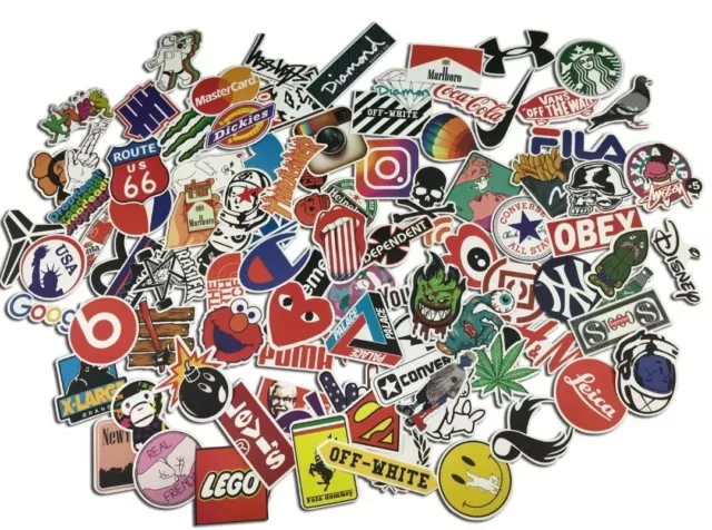 100PCS Stickers Bomb Vinyl Skateboard Guitar Luggage Pack Tide Brand Logo Decals