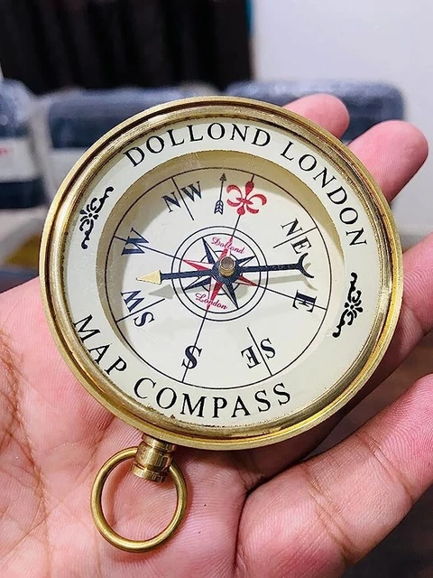 Nautical Shiny Brass Map Compass 2.5 Inch Dollond London Compass