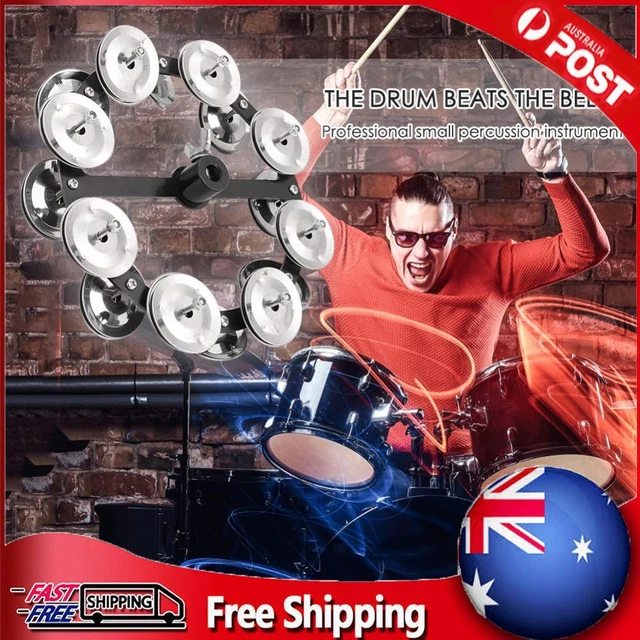 Drum Cymbals Hi Hat Tambourine Bells with Row Jingles Percussion Instrument