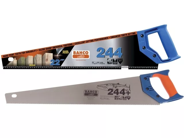 2 x BAHCO 22" 550mm 244 Hardpoint 7TPI Universal Wood Timber Cutting Hand Saw 2