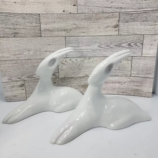 Naaman Israeli Porcelain Deer Antelope Gazelle Mid Century Modern Figurine pair