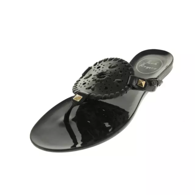 Jack Rogers Womens Georgica Black Thong Sandals Shoes 5 Medium (B,M) BHFO 5002