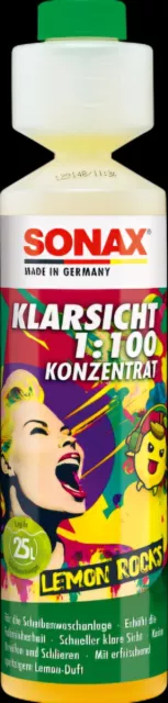 SONAX 250ml KLARSICHT 1:100 KONZENTRAT LEMON ROCKS SCHEIBENREINIGER WISCHWASSER