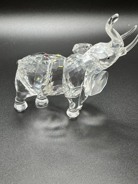 SWAROVSKI CRYSTAL FIGURINE MOTHER ELEPHANT LARGE COLORED EYES 678945 4.5” Tall