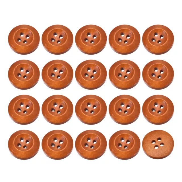 50Pcs Wooden Buttons 20mm 4 Hole Round Wood Sewing Button Craft, Brown