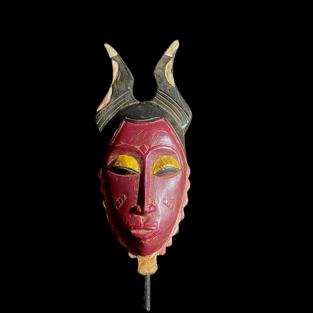 African Art Guro Wood Hand Carved Vintage Wall Hanging Guro Mask Baule -8665