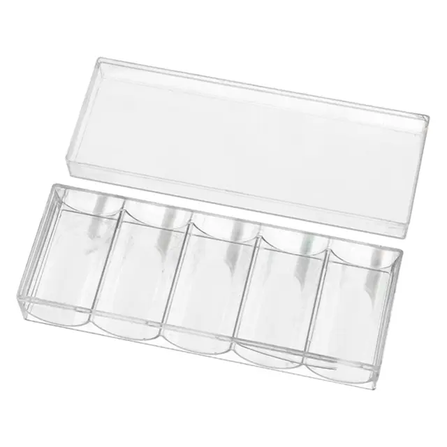 Chips Tray 5 Compartment Dustproof Holds 100 Chips Display Durable Sturdy Game