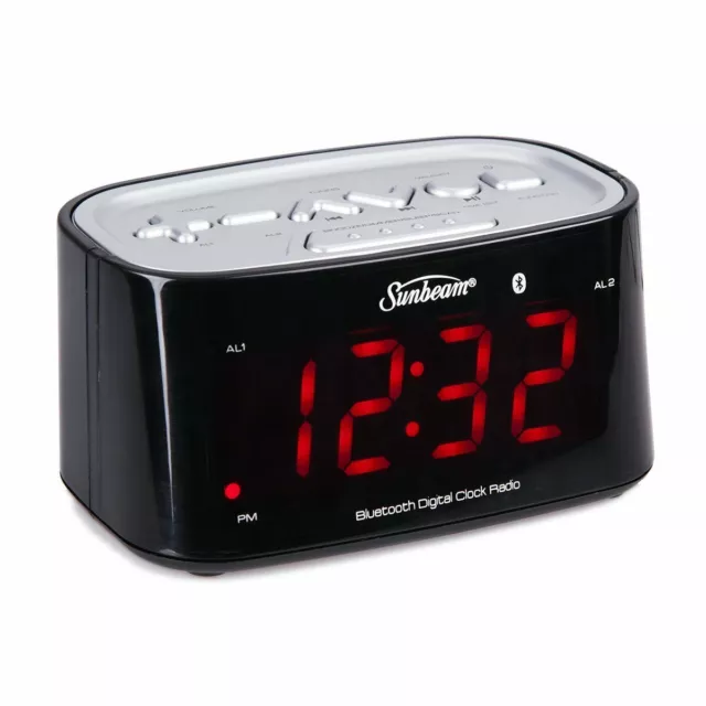 Sunbeam CR1009 Bluetooth Clock Radio Dual Alarm USB Port 110-220 Volt