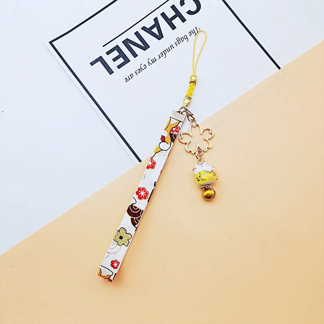 Janpanese Smart Phone Strap Lanyard Flower Cat Bell Strap Phone Charm GAIR