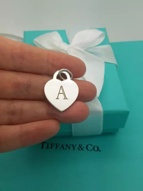 Tiffany & Co. Heart Alphabet letter Initial "A" pendant charm in Sterling Silver