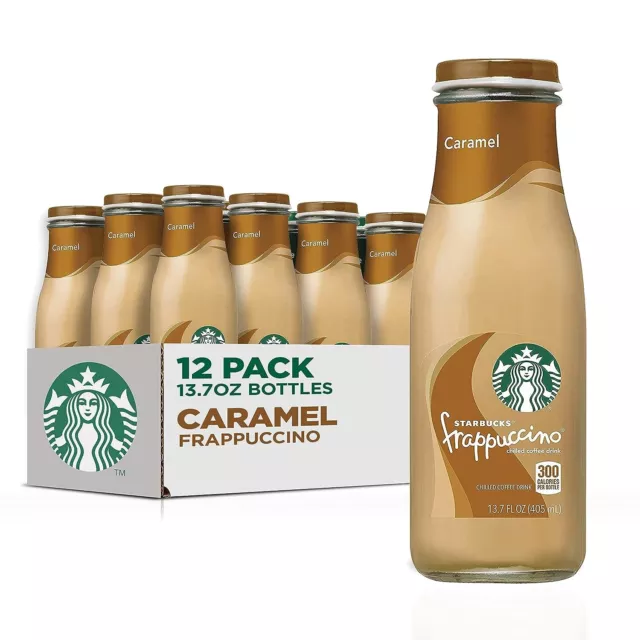 Starbucks Frappuccino Coffee Drink, Caramel, 13.7 fl oz Bottles (12 Pack)