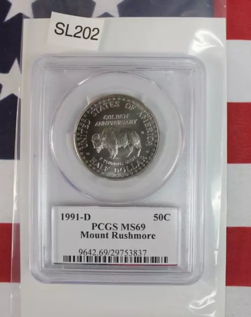 1991 D Mount Rushmore Commemorative Half Dollar - PCGS MS69 (SL202)