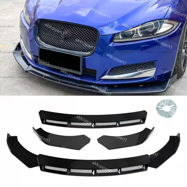 Gloss Black Front Bumper Lip Spoiler Splitter Mesh Style For Jaguar For XE XJ XF