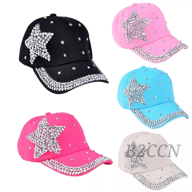 Fashion Kids Baby Boy Girls Hat Baseball Cap Rhinestone Star Shaped Summer Hats 2