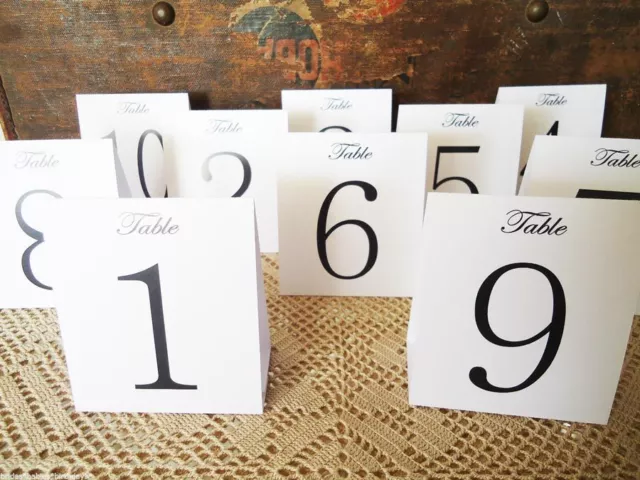 White Table Numbers 1 to 10 Tent Style Wedding Birthday Party Table Decorations