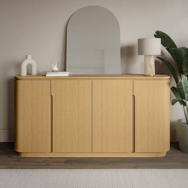 Large Curved Oak Sideboard with Storage - Rae RAE002