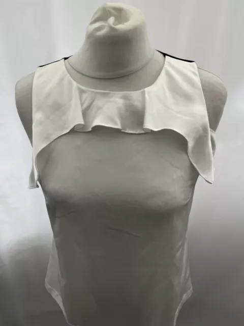 Warehouse White Blouse Size 12 Sleeveless Polyester Lightweight Womens