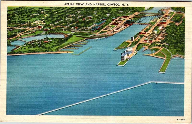 Postcard AERIAL VIEW SCENE Oswego New York NY AN0465