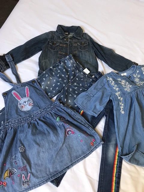 next girl’s spring bundle size 4-5 denim jacket dresses Bunny