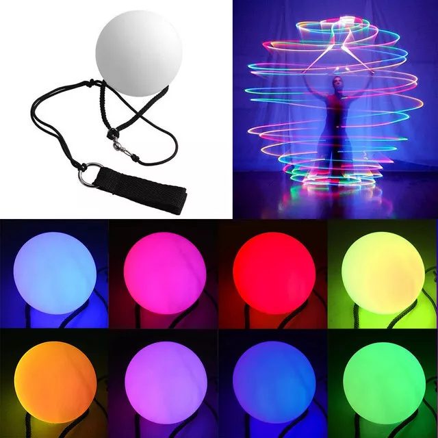 1 Pair Multicolor Glow POI LED Thrown Balls Light For Belly Dance Hand Prop UK 2