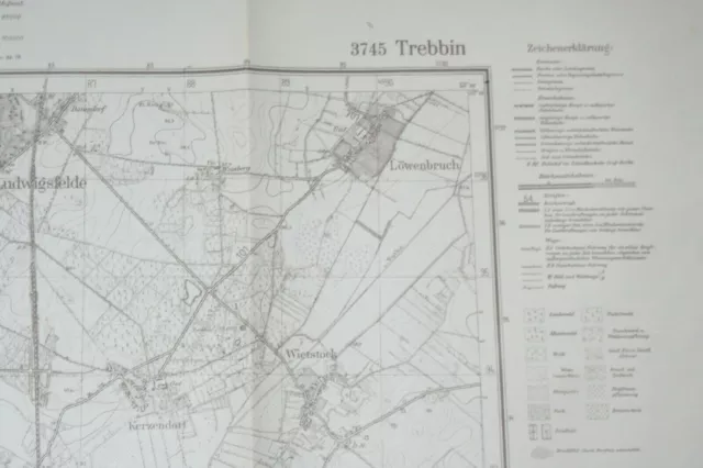 Topographische Karte TREBBIN - 3745 - Ausgabe 1941 / (62x60cm) 2