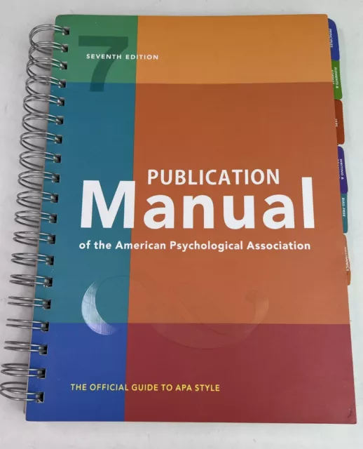 Publication Manual of the American Psychological Association Spiral Bound 7th Ed