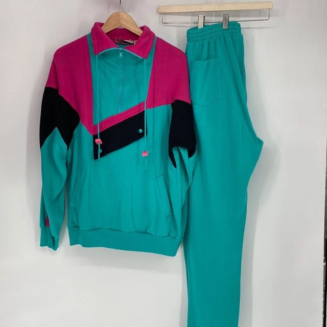 T.K. Cummins Vintage Colorblock 80's 90's Sweatshirt Sweatsuit Large