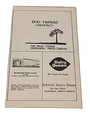 Vtg Bob Hatfield Schmidt Dairy Queen Paper Ephemera Dickinson North Dakota ND
