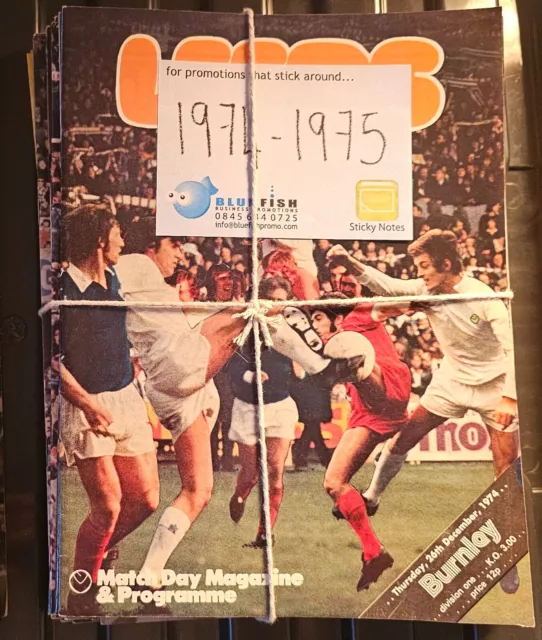 Leeds United Vintage Football Programmes 1974-1975 Home And Away