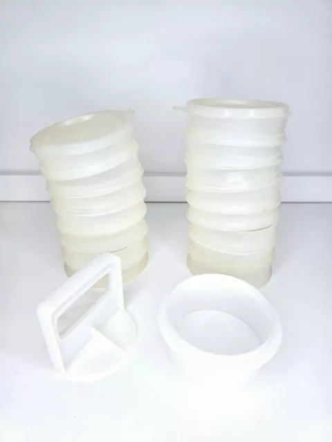 Vintage Tupperware Hamburger Patty Press 15 Keepers 2 Lid Burger Maker Ring Lot