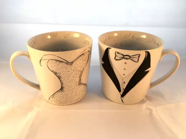 Mr. and Mrs. Coffee Mugs His & Hers I do Marriage Wedding Gift Set of 2