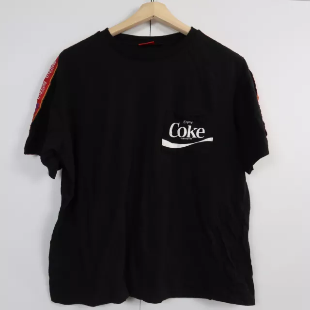 Coca-Cola Mens T-Shirt Size L Black Coke Logo Short Sleeve Crew Neck Tee