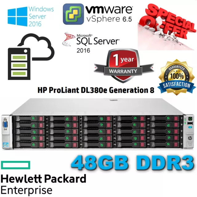 HP Proliant DL380e Gen8 2x E5-2430 v2 2.50GHz 48GB DDR3 P420/1GB 5X146GB SAS 15K