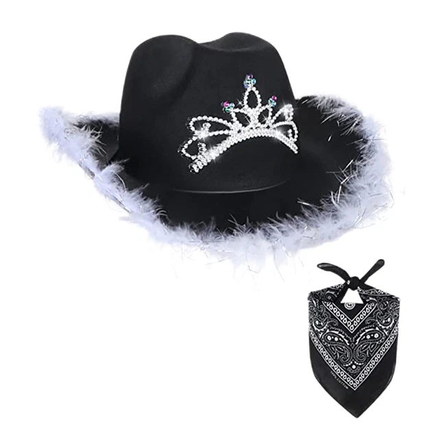 Western Cowboy Cowgirl Hat Sequin Props Party Favors Holiday Fancy Dress Black