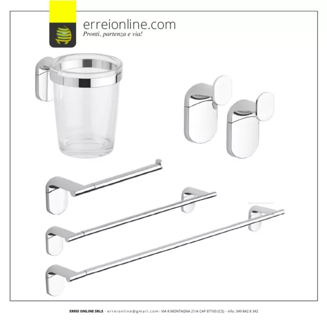 Set accessori bagno kit completo Zero Cromo 5 pezzi Cromato METAFORM DESIGN