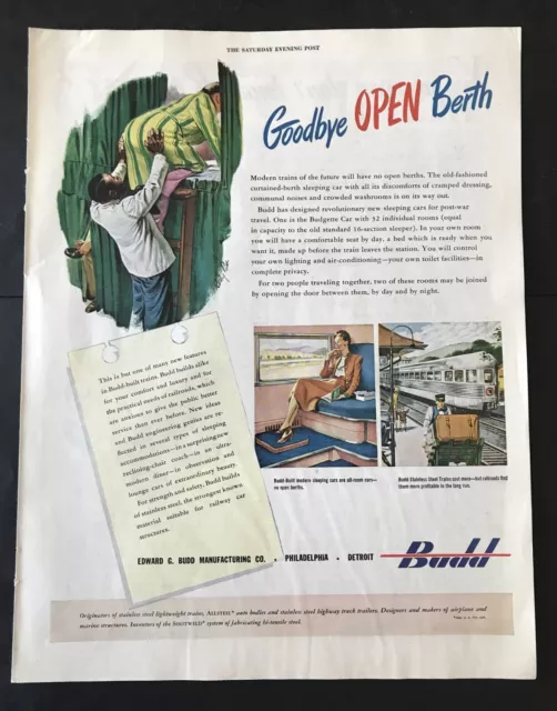 Sleeping Car Booths replace Open Berths  Print Ad original 1945