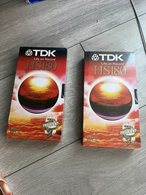 TDK HS E180 VHS Video Cassette Tapes 2 pack new and sealed 2 Empty Sealed