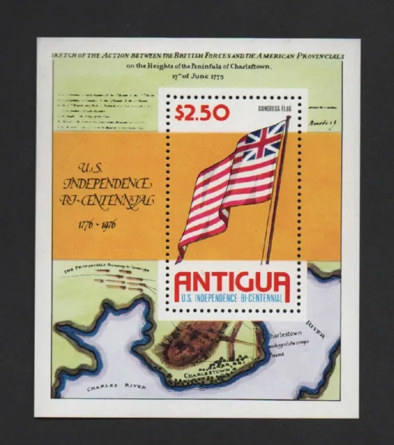 Antigua 1976 Us Independence Bi-Centennial M/Sheet *Mnh*