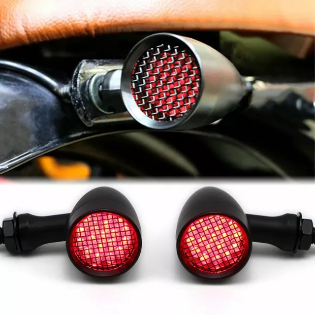 Universel Moto Rouge LED Bullet Clignotant Feu Arrière pour Harley Bobber Racer